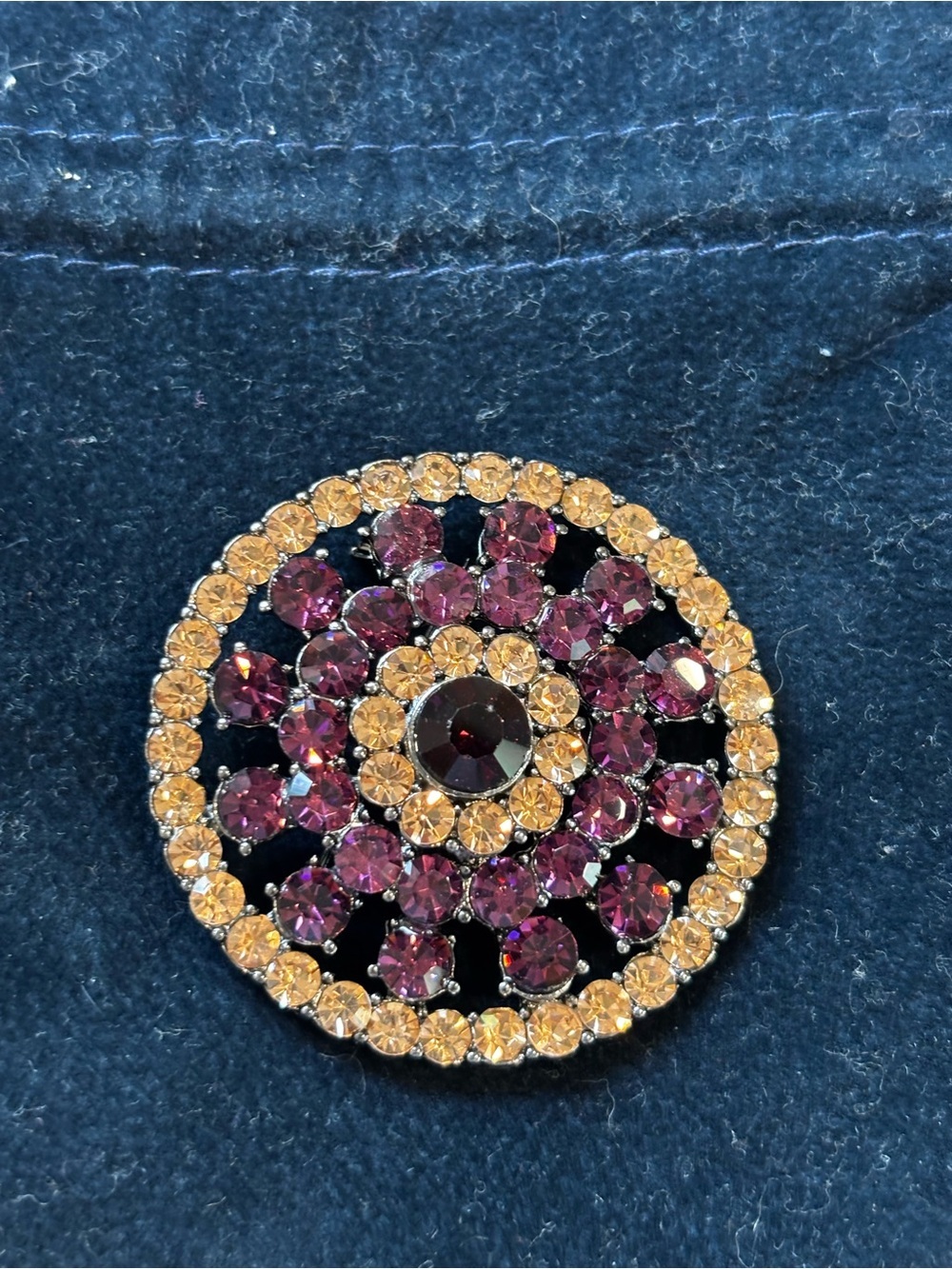 Monet Purple and Gold Crystal Round Brooch - Women Jewelry